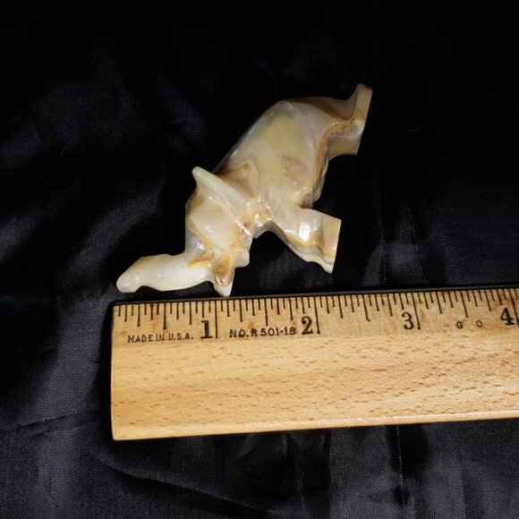 Small Boho Vintage Carved onyx elephant statue decor - Picture 5 of 9
